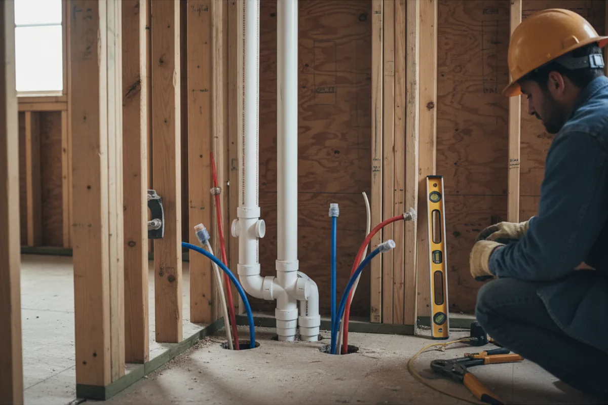 Drain and supply rough-in during Drain Cleaning in Wading River